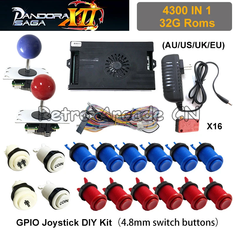 

3D Pandora Saga коробка 4300 в 1 DIY Kit копия Sanwa Джойстик и кнопки игровой консоли набор аркадных игр машина 2 игроков