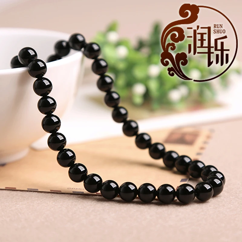 Гладкие бусины из натурального камня черные Агаты свободные для изготовления