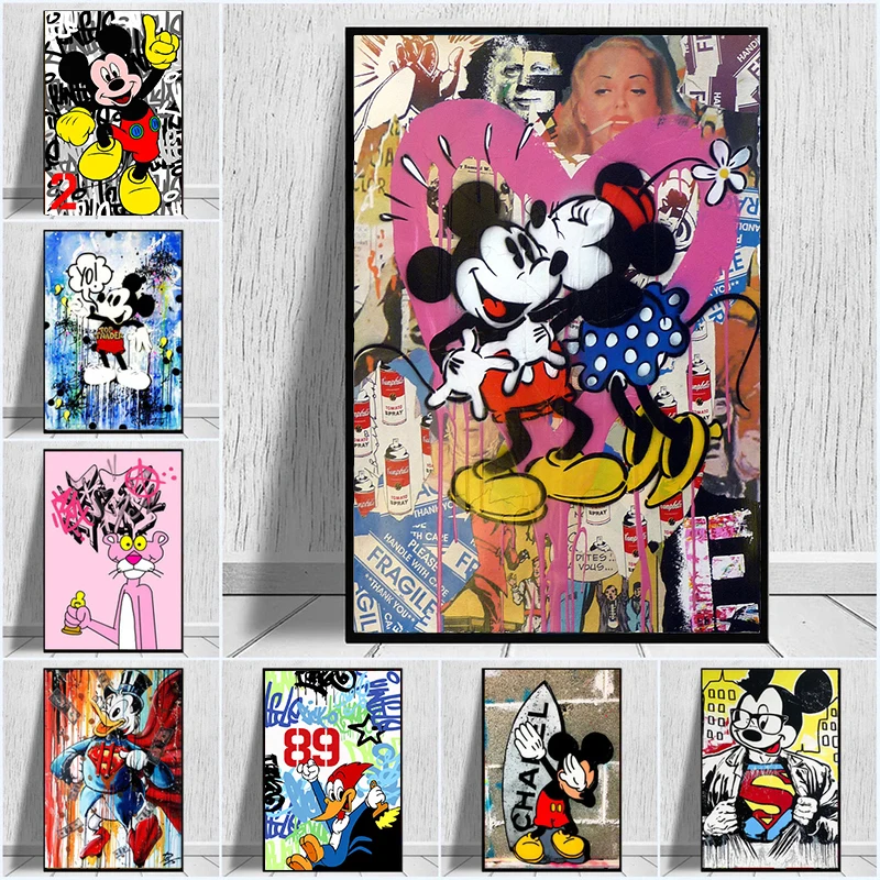 

5D Diamond Painting Disney Round Diamond Graffiti Art Mickey Mouse Rich Money Mosaic Living Room Decoration Painting