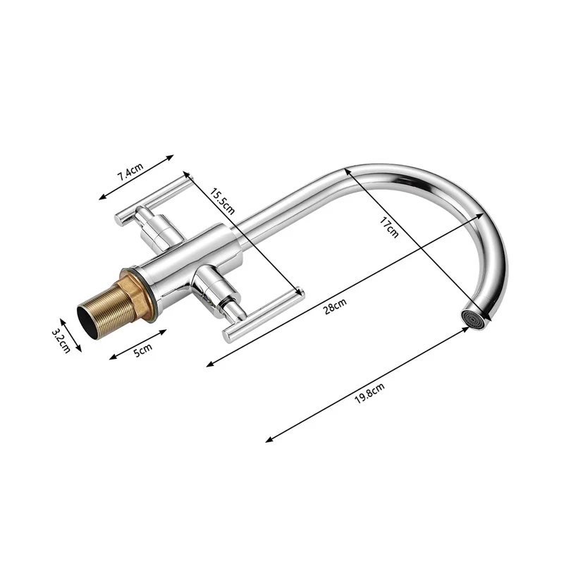 

HOTBEST Kitchen Sink Mixer Taps 360 Rotatable Faucet Dual Lever Chrome Brass Swivel Spout Cold and Hot Faucets Kitchen Fixture