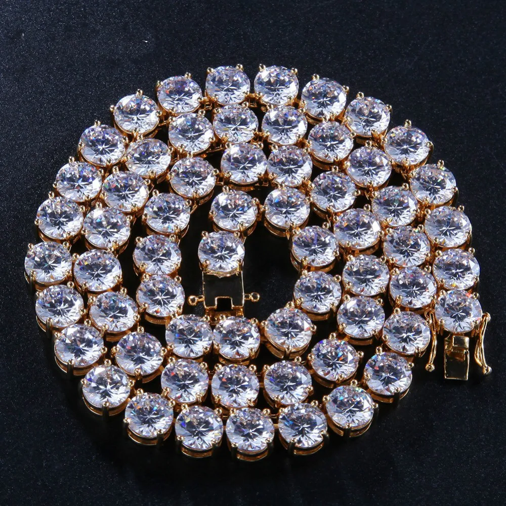 

8mm Bling Bling Cubic Zirconia CZ Tennis Chains Fashion Hiphop Iced Out Necklace For Men Gold Silver Color Jewelry