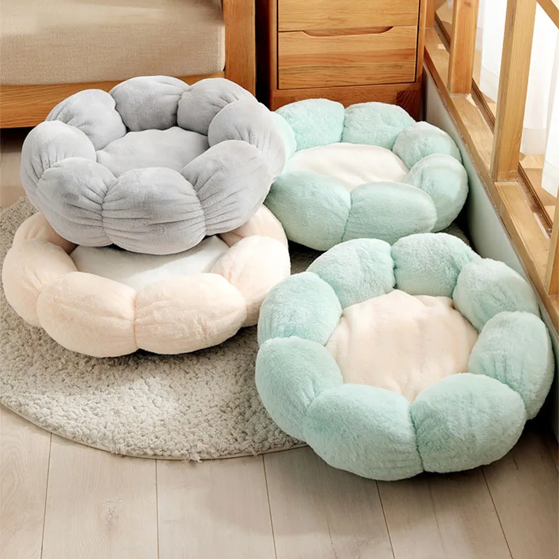 

Sweet Cats Dogs Bed Warm Pet Basket Cozy Kitten Lounger Cushion Cat House Tent Soft Small Dog Flower Mat For Washable Cat Beds