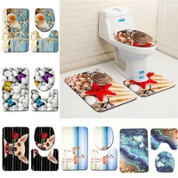 3pcs bath mats set bathroom furniture sets rug toilets memory foam carpet beach starfish shells decoration pebbles pattern 2021