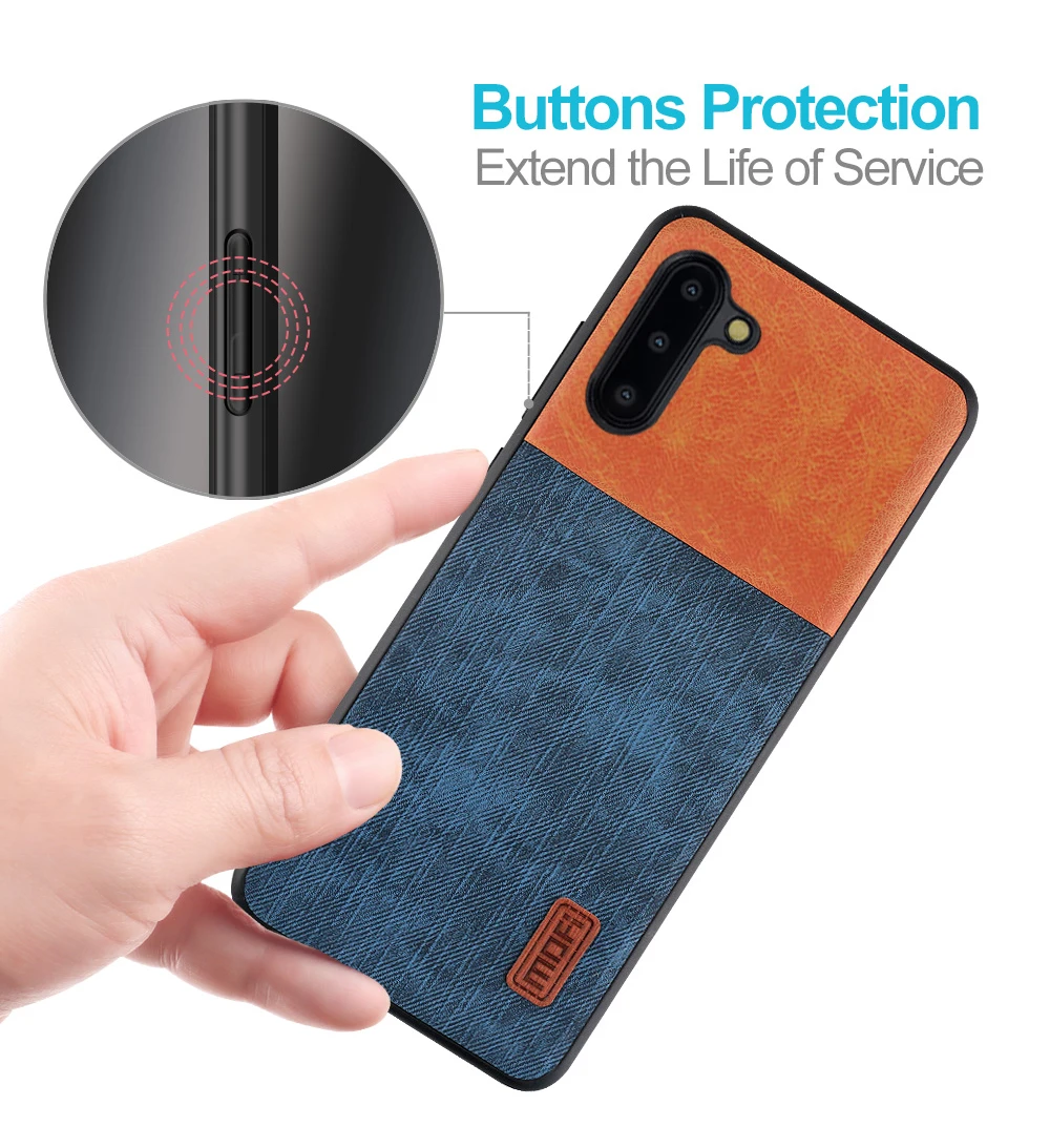 Mofi For Samsung Note 10 Plus Case samsung galaxy note 10+ Cover Housing Silicone shockproof jeans PU leather TPU | Мобильные