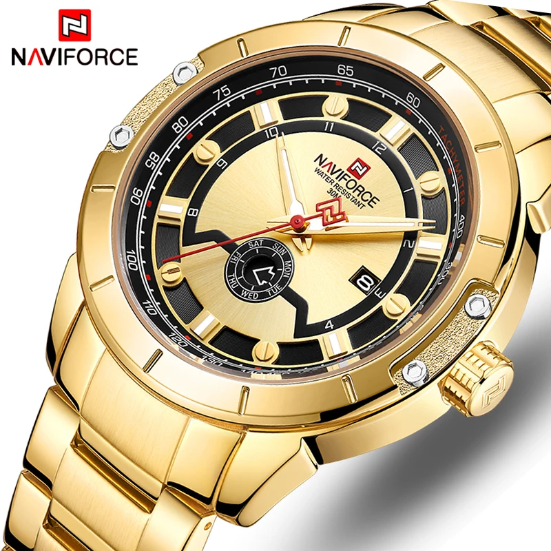 Новинка NAVIFORCE мужские s часы Топ Модный бренд для мужчин полная сталь кварцевые часы аналог водонепроницаемые спортивные армейские военные наручные часы