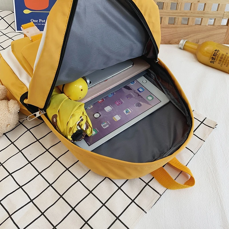 

Color contrast Backpack For Women 2020 high-capacity Nylon Multi Pocket Travel Backpacks Large Capacity School Bag For Teenage