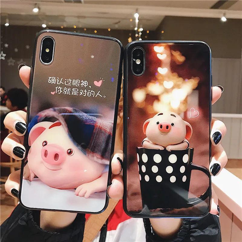Чехол для мобильного телефона Piglet полностью закрытый со стеклянной оболочкой