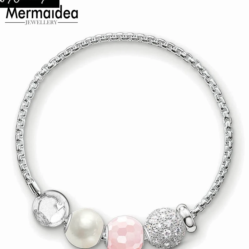 Браслет цепочка с белыми фианитами розовая карма ювелирные изделия европейский