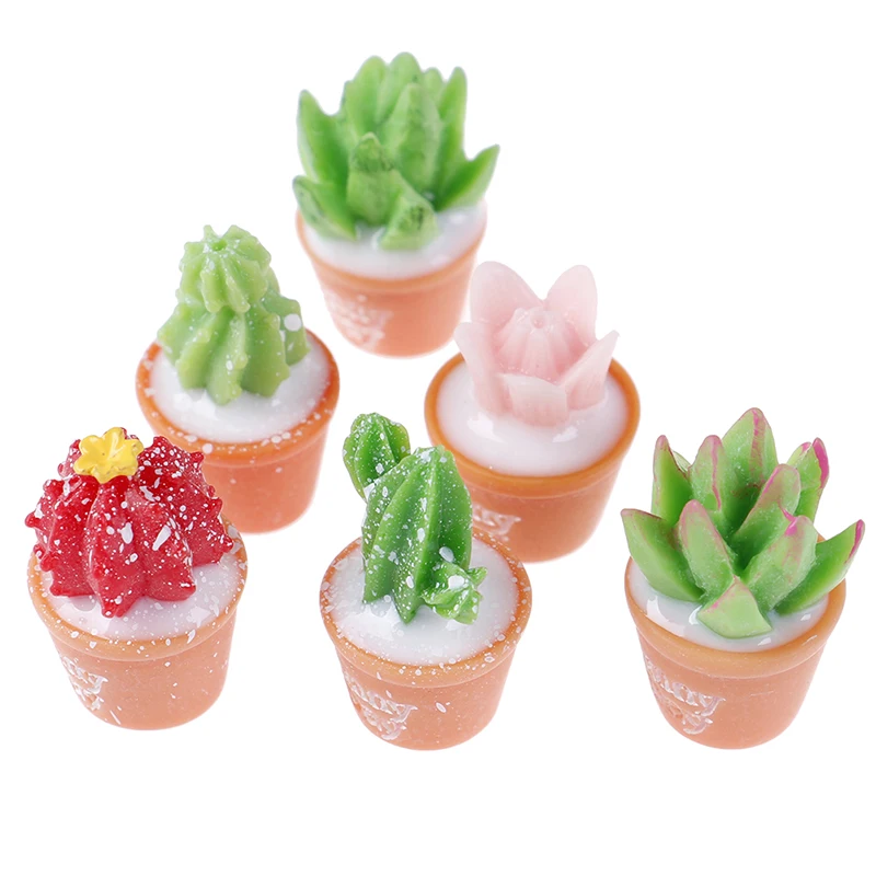 

Hot! 5 Pcs/lot Micro-Landscape Resin Cactus Horticultural Bonsai DIY Small Ornaments Toy Doll Houses Accessories Cute