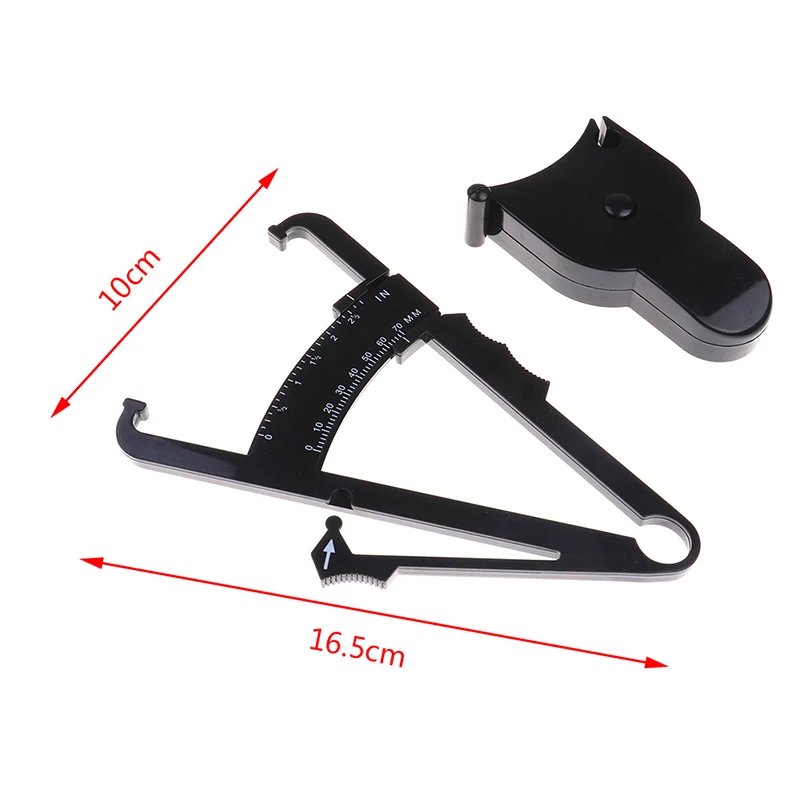 

Black Skinfold Measurement Tape Skinfold Body Fat Caliper Body Fat Tester with Measurement Chart Body Health Care Tool