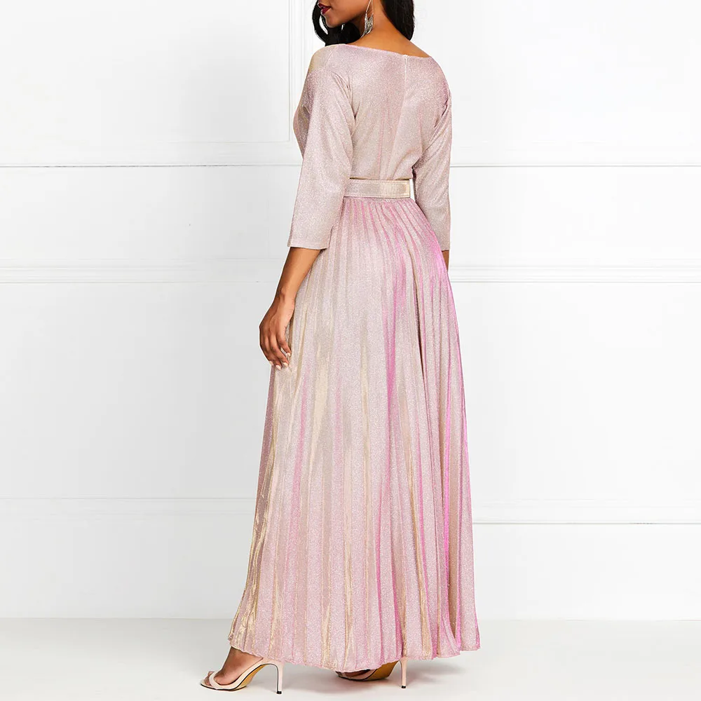 Светоотражающее вечернее платье элегантное Плиссированное длинное для женщин