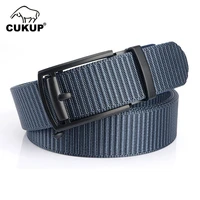 cukup 2022 mens unique design fake automatic buckle metal quality blue nylon canvas belts men accessories 3 5cm width cbck274