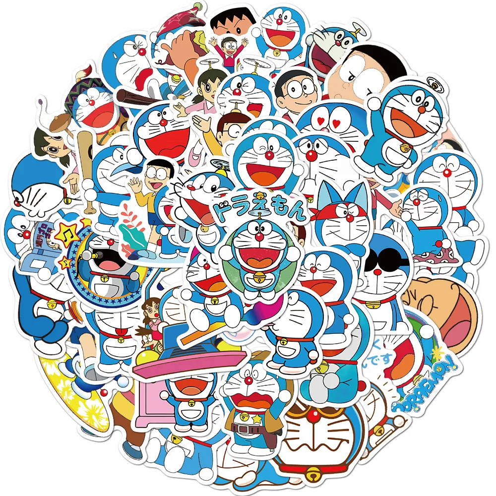 

50pcs/Pack Hot Cartoon Anime Doraemon Waterproof Stickers For Luggage Skateboard Phone Laptop Scrapbook Wall Doodle Decals