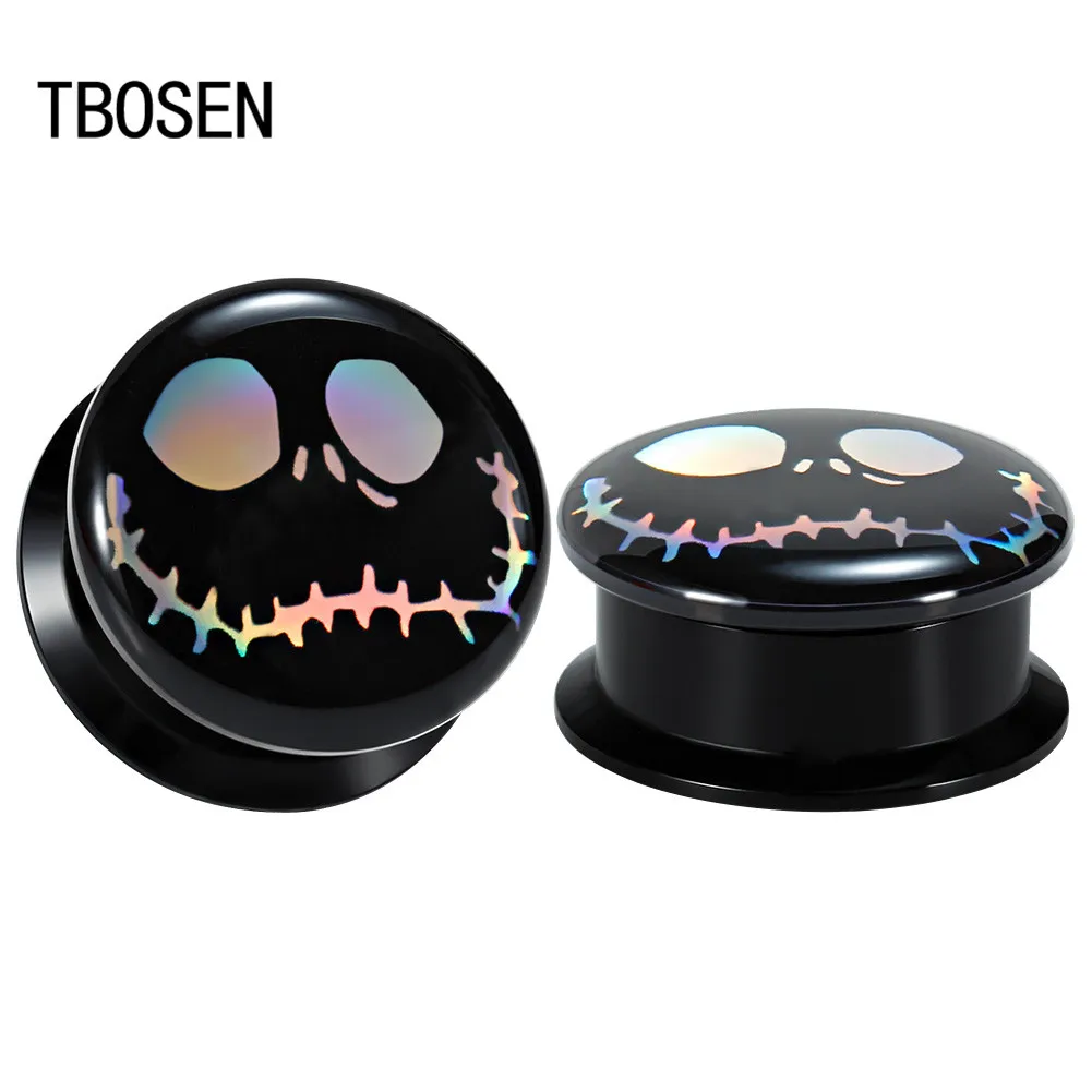 

TBOSEN New Ear Piercing Plug Ring Expander Acrylic Gauges Stretchers Screw Studs Fancy Fashion Body Piercing Jewelry Gift 2PCS
