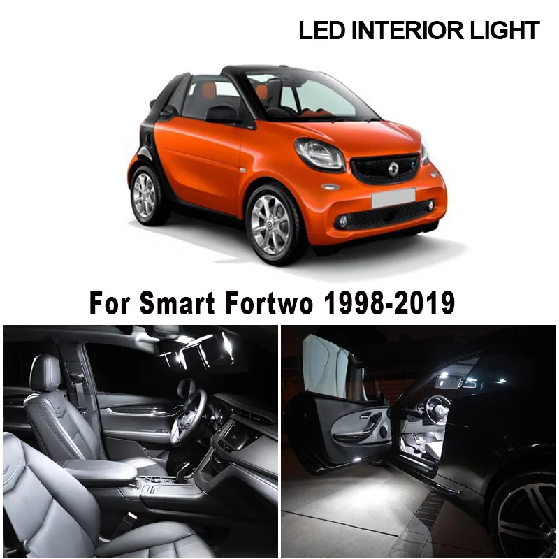 

Canbus White Auto Accessories LED Interior Light Kit For Smart Fortwo MK1 MK2 MK3 1998-2019 Trunk Dome Map License Plate Lamp