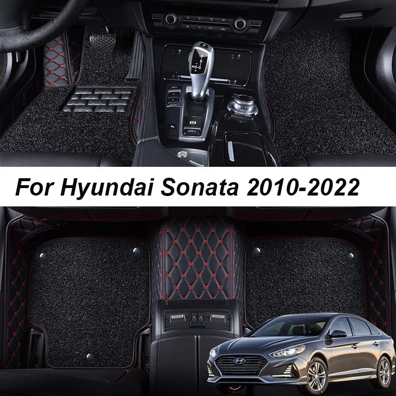 

Double layer Leather 3D interior Parts Customized Car Floor Mats For Hyundai Sonata 2010 2011 2012 Carpets Rugs Pads Accessories