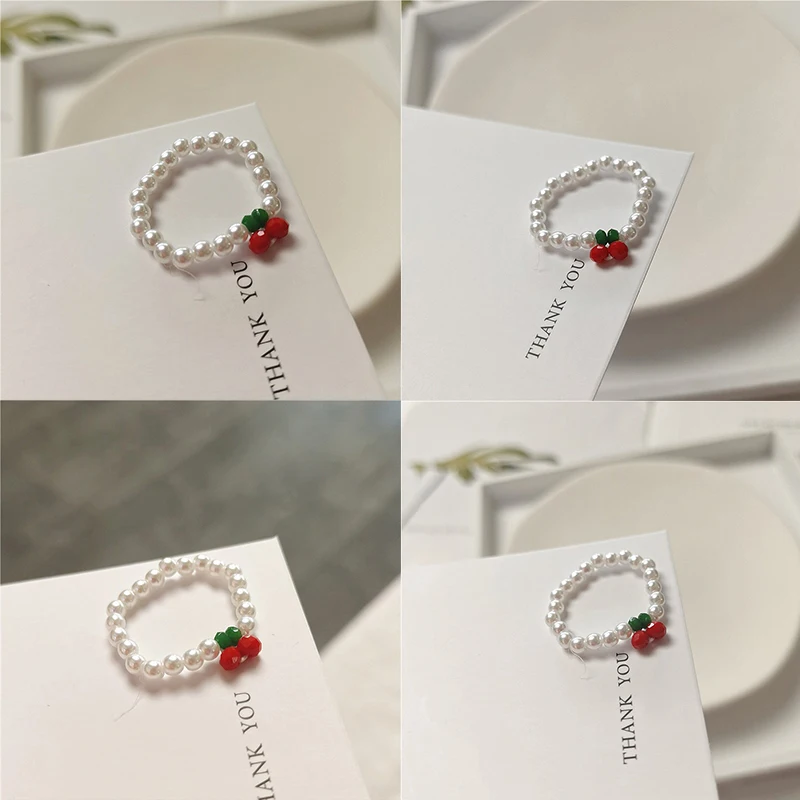 Модное мини-кольцо на шнурке с бусинами для женщин и девушек милые эластичные