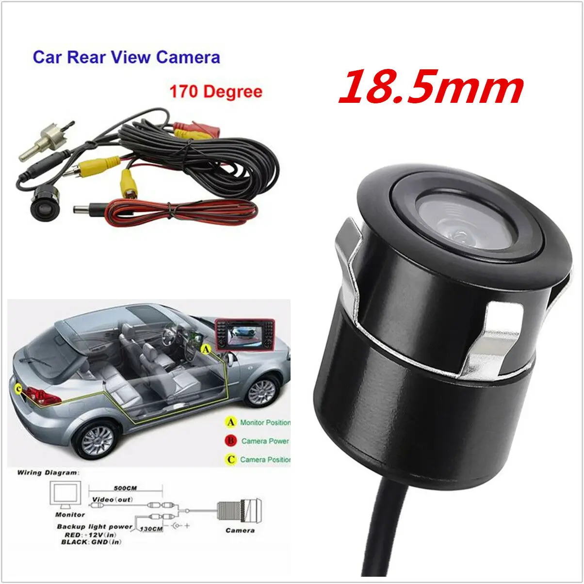 

170Â° Wide Angle Car Reverse Camera HD Night Vision Rear View Camera Backup Parking Camcorder Highly Waterproof Reversing Monitor