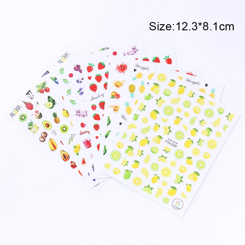 1 лист 3D наклейки для ногтей красный фруктовый SeriesTransfer прекрасные украшения