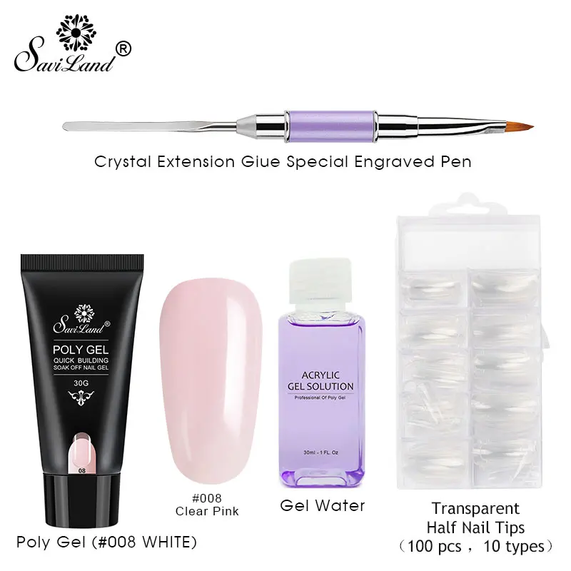 30g Gel Set Soak off 4 шт./компл. поли набор гелевых УФ Акрил строитель поли-гель, быстро сохнут, дизайн ногтей Pro с длинным натуральных ногтей Жесткий Гель-лак - Цвет: 30g Gel Set