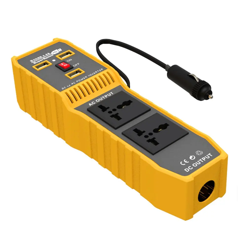

200W Car Power Inverter Modified Sine Wave Converter With 2 AC Sockets & One Cigar Lighter Port & 3 USB Ports 4.2A