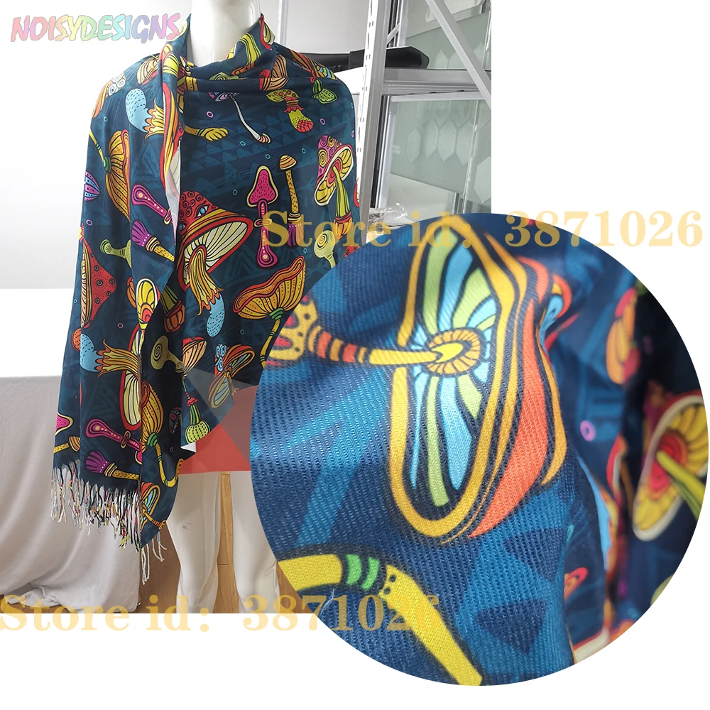 Женский кашемировый шарф с кисточкой на осень |