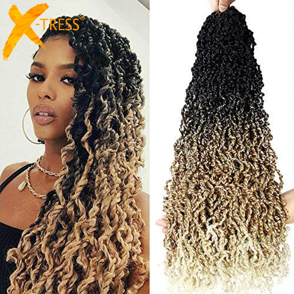 

Ombre Blonde Color Synthetic Senegalese Twist Crochet Long Curly Braiding Hair For Black Women Majesty Braids Dreadlock X-TRESS