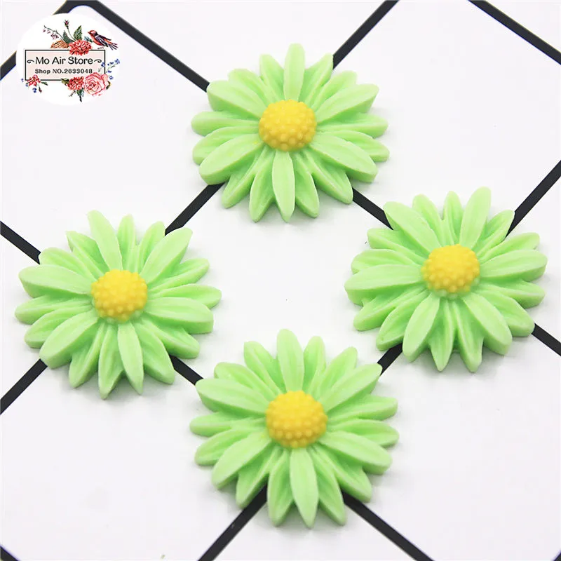20pcs 26mm mixed color daisy flower resin flatback cabochon diy jewelryphone decoration art accessories no hole free global shipping