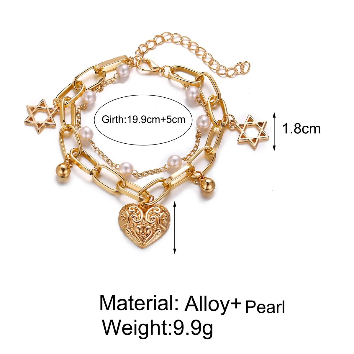 2021 модные золотые цепочки в форме сердца звеньевой браслет-цепочка для женщин