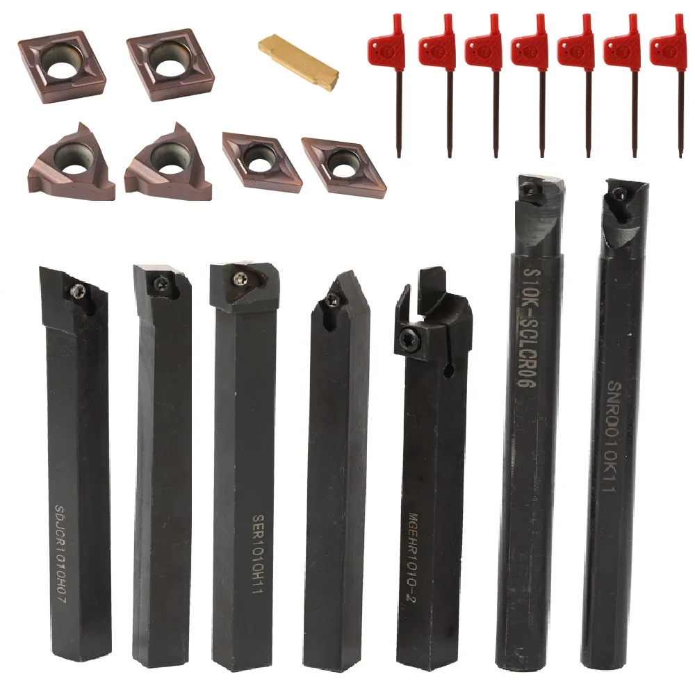 

21pcs Multifunctional turning tools Solid Carbide Inserts Holder Wrench Set Boring Bar Lathe Turning Tools 10mm /12mm /16mm