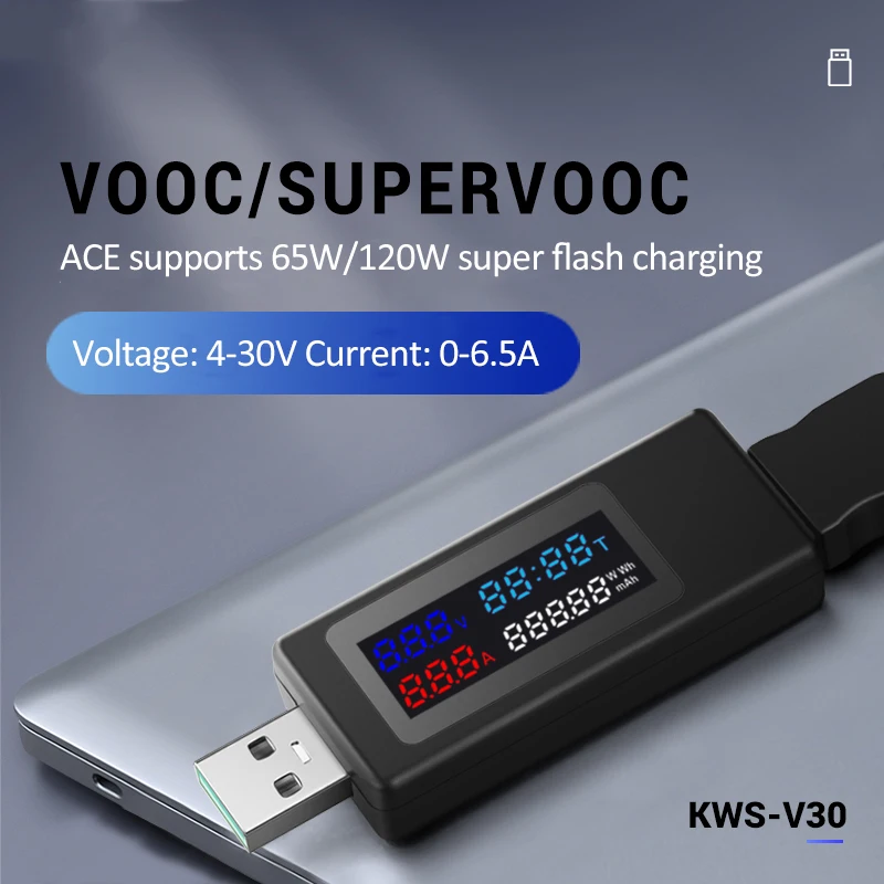 USB-тестер 6 в 1 DC4-30V 0-6 5a IPS дисплей цифровой измеритель мощности напряжения таймера