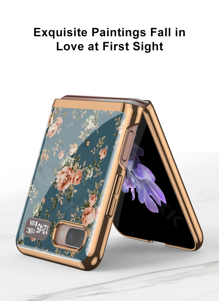 gkk original case for samsung galaxy z flip fold 2 case luxury tempered glass plating edge hard cover for samsung z flip fold 2 free global shipping