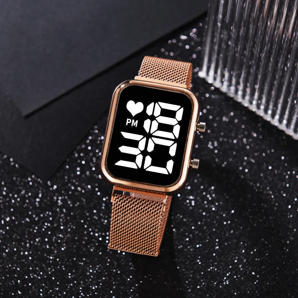 

Fashion New Female Student Electronic Sports Watch Ladies Box Alloy Strap Magnet Buckle Woman Watch orologio donna 2021