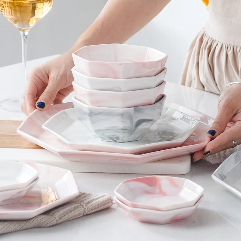 Marbling посуда креативная фруктовая Салатница керамическая тарелка для