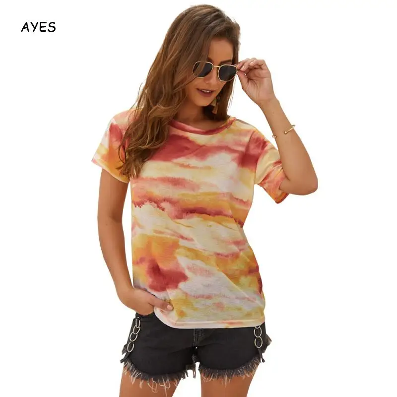 Модная хлопковая летняя футболка яркое женское короткое платье с круглым