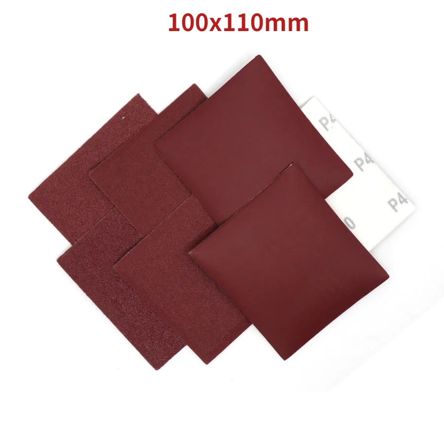 5-100Pcs 100x110mm Square Sandpaper Sand Sheets Grit 40 100 400 Hook Loop Sanding Red Polishing Sanding Paper