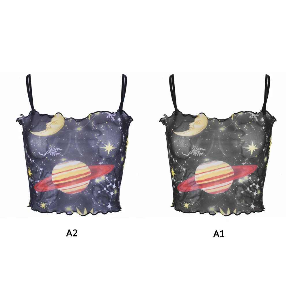 Женская летняя повседневная майка со звездами и Луной космическим принтом