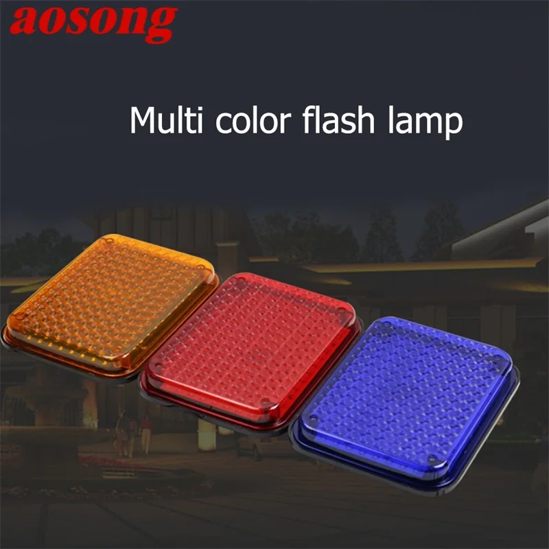 

AOSONG Highlight Flashing Light Red Blue Yellow 12V Warning Light LED For Security Guard Car Strobe Light