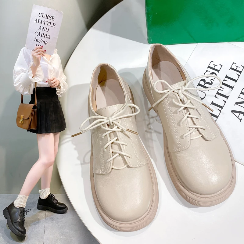 

Students Women Flats Shoes Round Toe JK Leather School Women Creepers Mary Janes Buckle Strap dropshipping 2021 New Cosplay