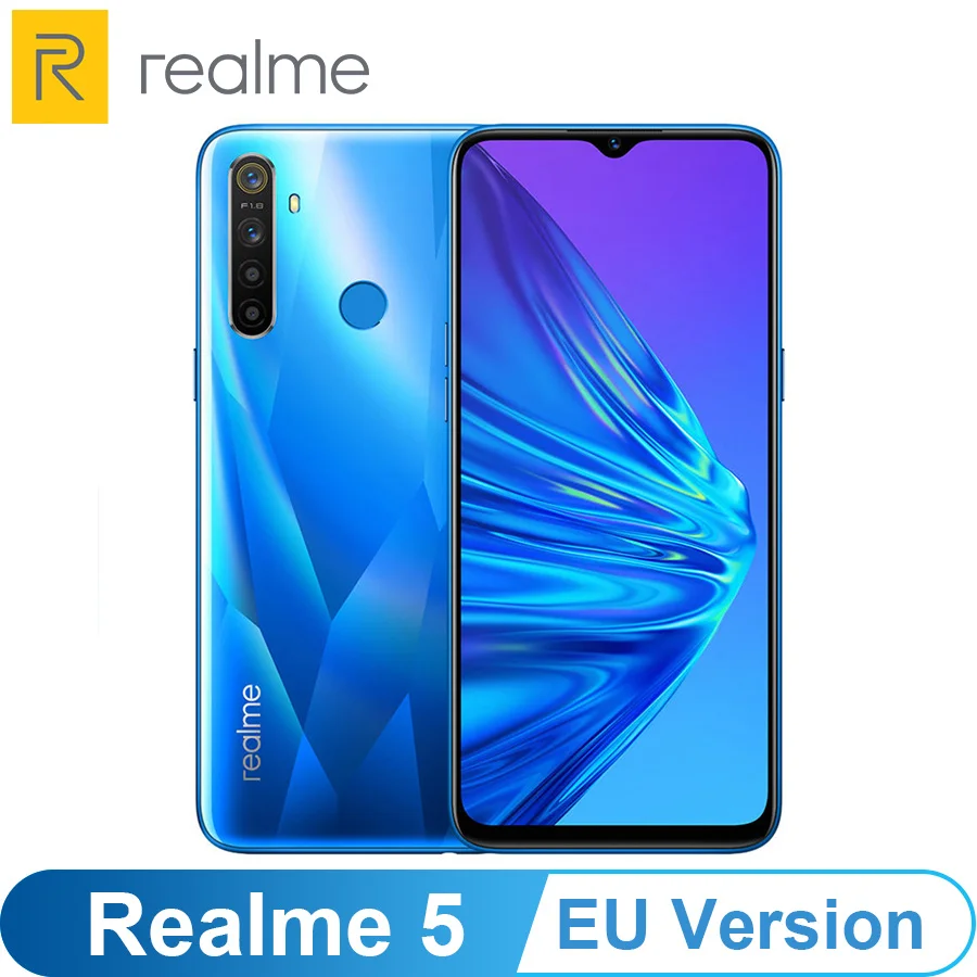 Европейская версия OPPO Realme 5 (RMX1911) 6 дюйма 3/4 ГБ ОЗУ 64/128 Гб ПЗУ Восьмиядерный Snapdragon 665