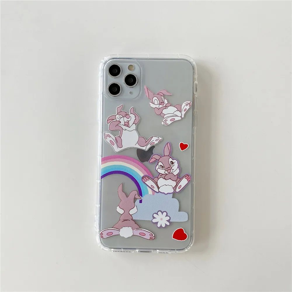 INS/корейский милый чехол для телефона с изображением радуги кролика животных