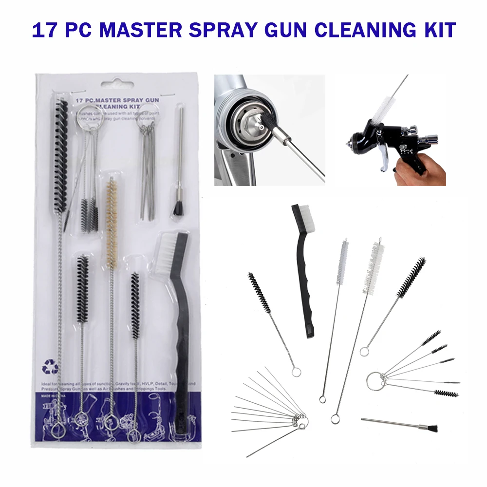 

WENXING 17pcs Airbrush Spray Gun Nozzle Cleaning Repair Tool Kit Needle & Brush Set