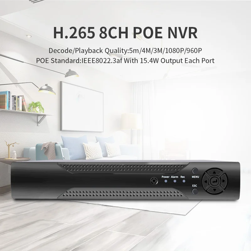 H.265 H.264 8CH 48V система охранного видеонаблюдения POE NVR IP камера системы P2P ONVIF 5MP/4MP/1080P