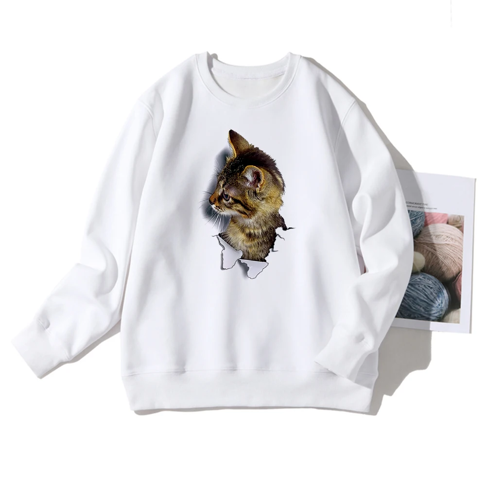 

Sweatshirt Women Kawaii Cat Pattern Sudadera Mujer Ropa Streetwear Hoodies Winter Long Sleeve Harajuku Casual Loose Clothes