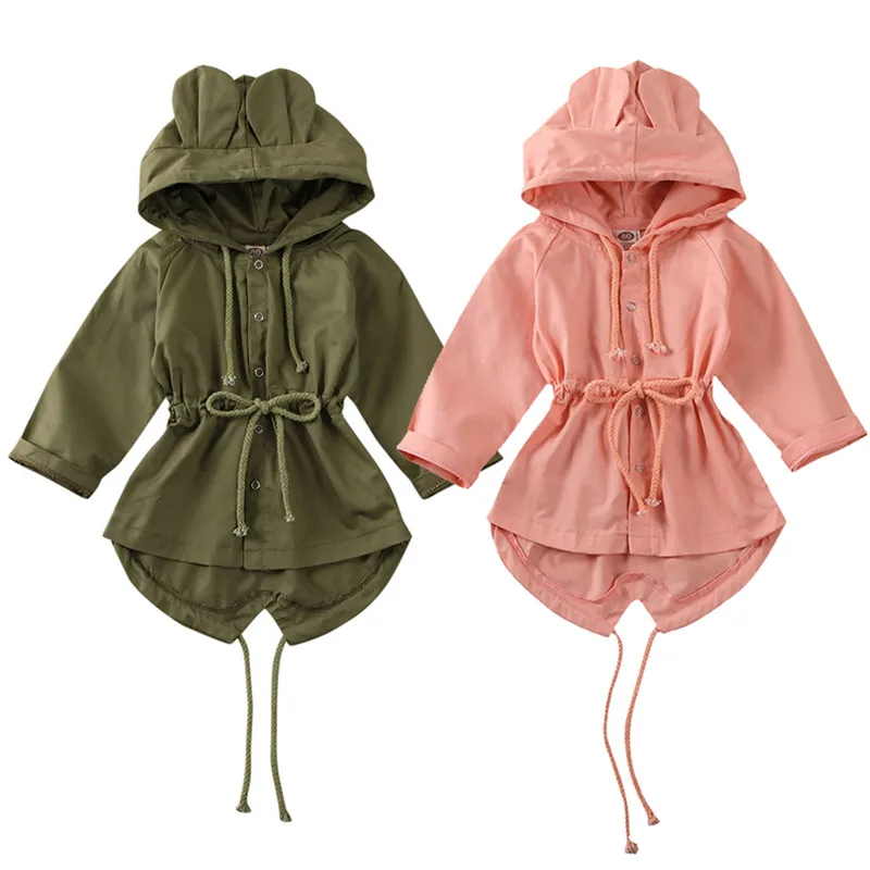 New Toddler Kids Baby Girls 3D Ear Hoodie Tops Coat Hooded Trench Jacket Outwear Clothes |