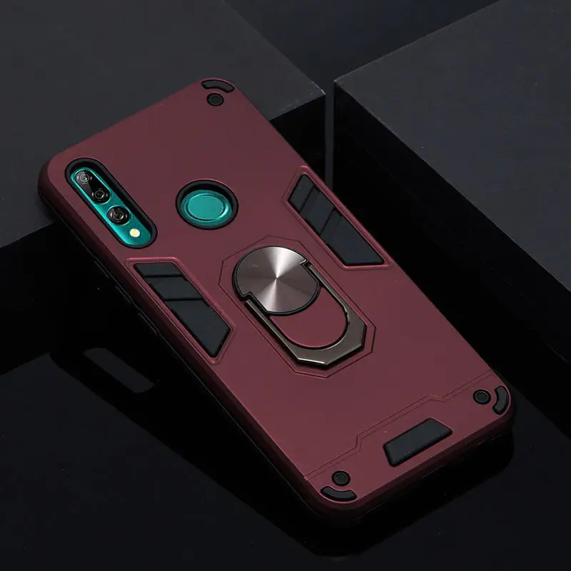 

Huawei P smart Z Case Fashion Silicon Phone Cover For Huawei P Smart Z Y9 Prime 2019 Shockproof Armor Magnetic Finger Ring Cases