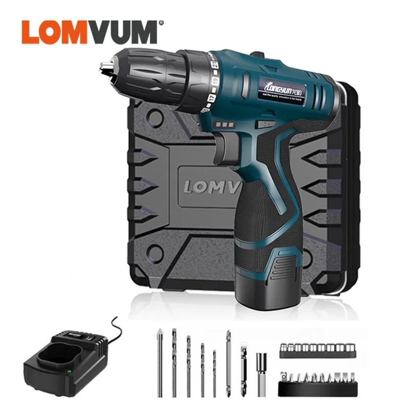 Шуруповерт LOMVUM ручная мини дрель Аккумуляторная 12/16/24 в