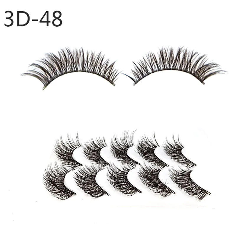 3D-48-5Pairs 5 пар 3D Искусственные норковые накладные ресницы для наращивания, пушистые ресницы для макияжа, инструменты для наращивания - Цвет: 3D-48-5Pairs