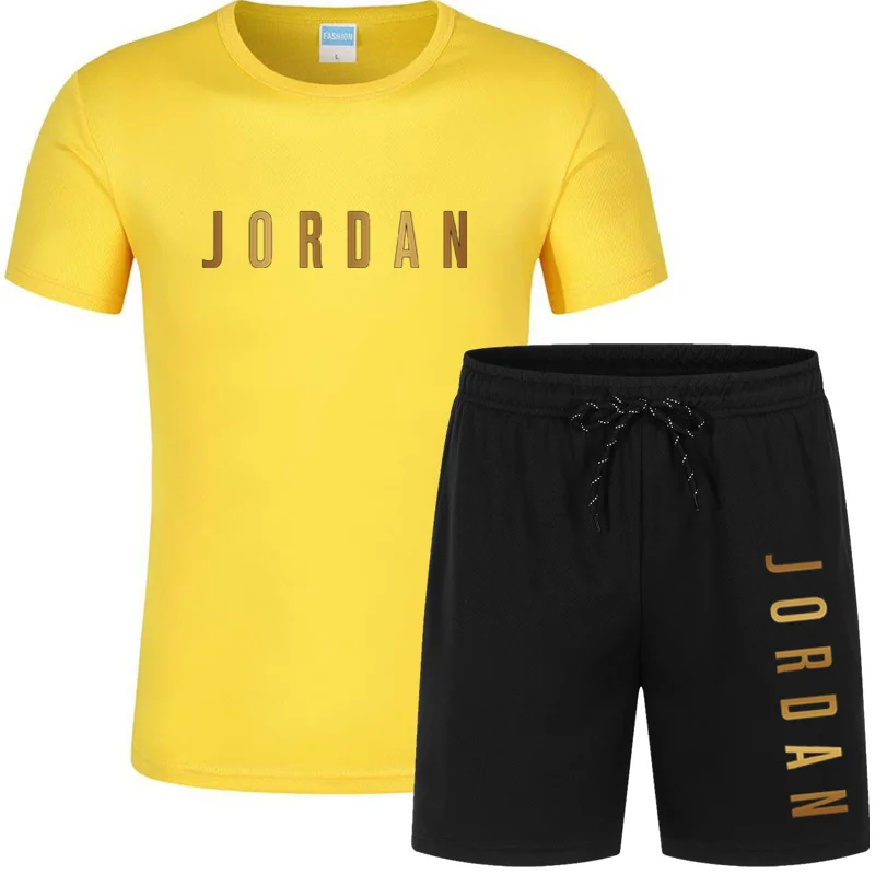 

2021 new hot letter printed T-shirt sports suit couple quick dry casual running suit summer short sleeve shorts 2-piece set