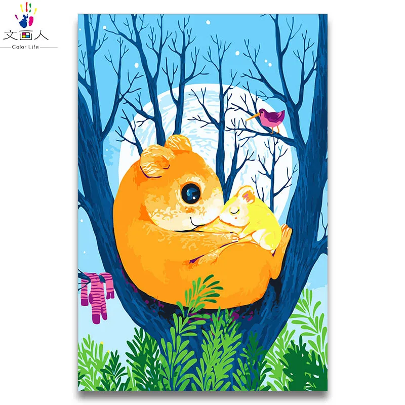 Раскраска по номерам мультфильм аниме Коала на дереве с упаковкой холсте